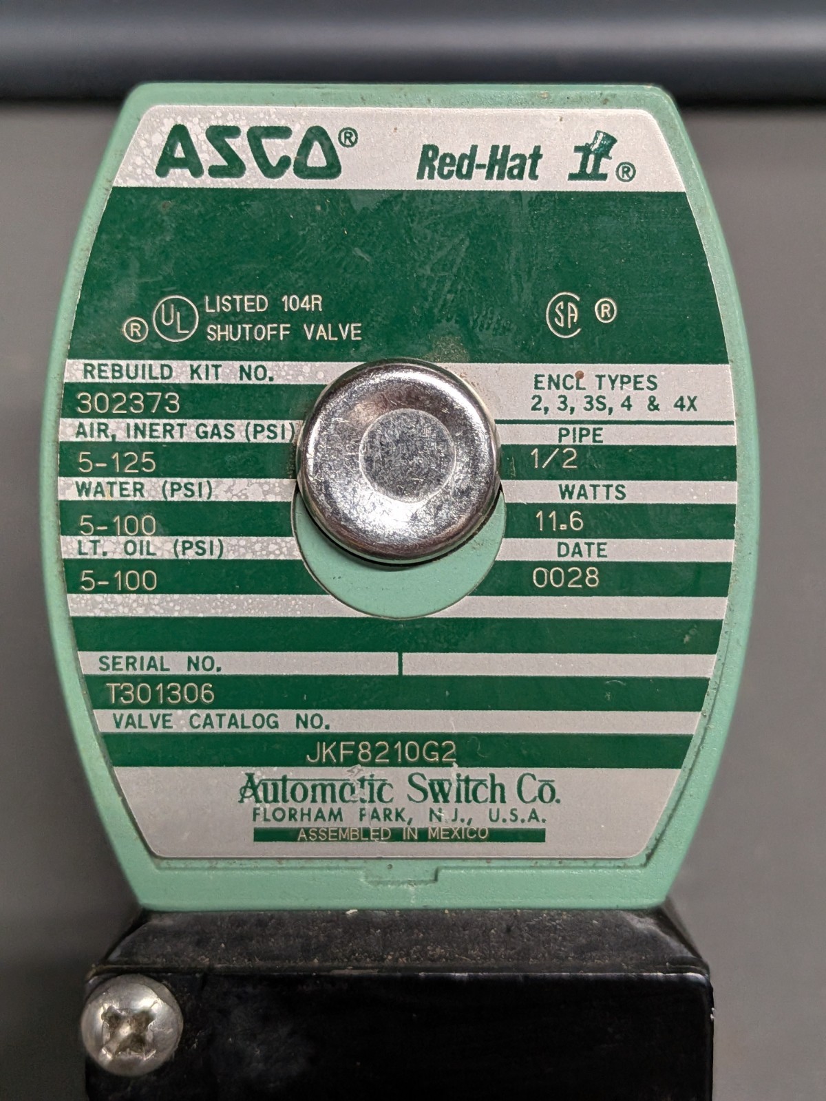 ASCO JKF8210G2 110/120V 5-150PSI 1/2″ *New Old Stock*