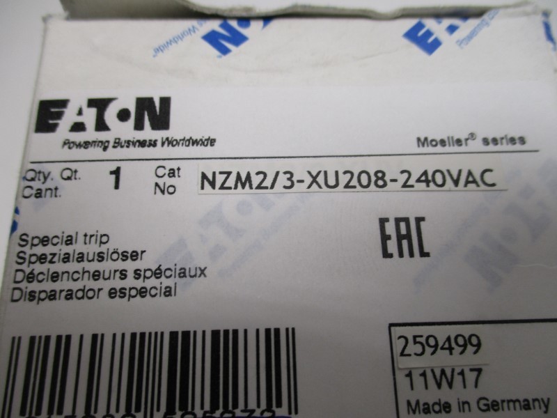 EATON NZM2/3-XU208-240VAC SPECIAL TRIP 208-240VAC NSMP