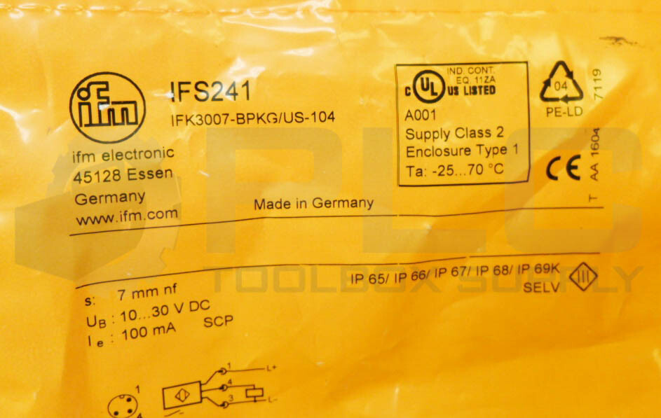 NEW IFM ELECTRONIC IFK3007-BPKG/US-104 INDUCTIVE SENSOR 10-30VDC IFS241 *READ*