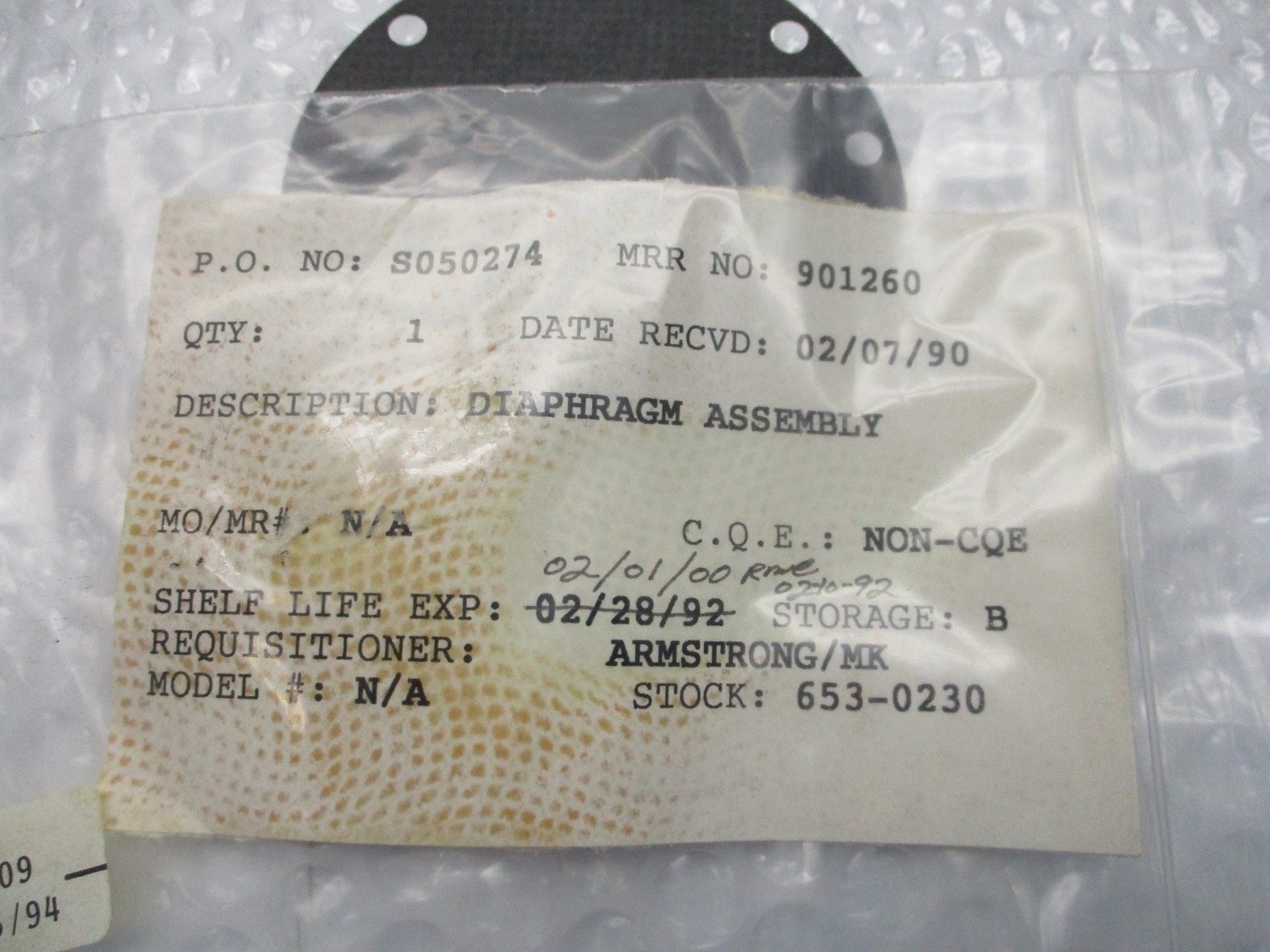 ARMSTRONG 653-0230 DIAPHRAGM ASSEMBLY NSNP