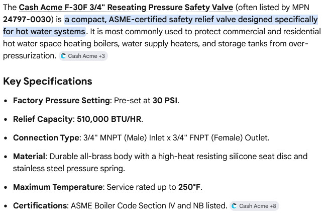1 NEW CASH ACME F-30F ¾” RESEATING PRESSURE SAFETY VALVE NNB ***MAKE OFFER***