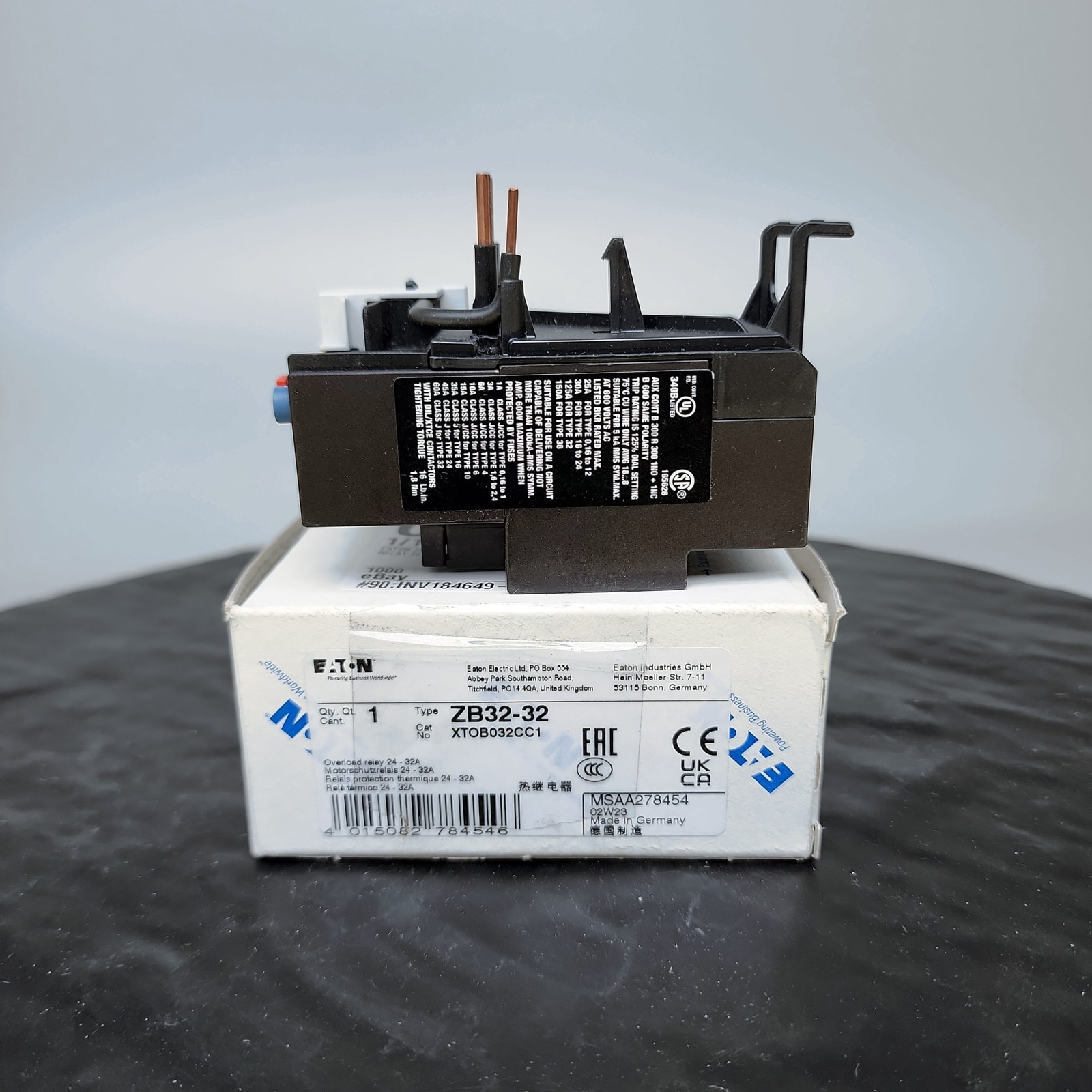 EATON ZB32-32/XTOB032CC1 Thermal Overload Relay 24-32A 1NO/1NC New In Box
