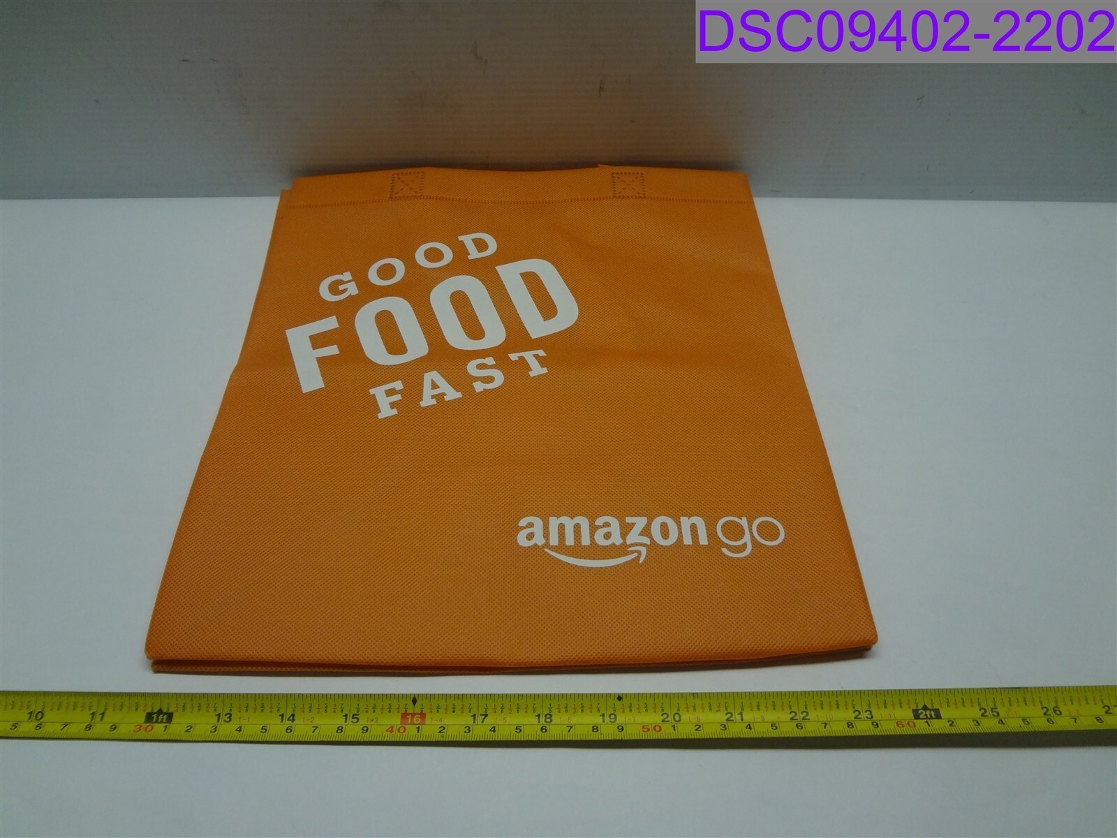 Qty = 100: Amazon Go Good Food Fast Orange Tote Bags 13″ x 12″ x 8″