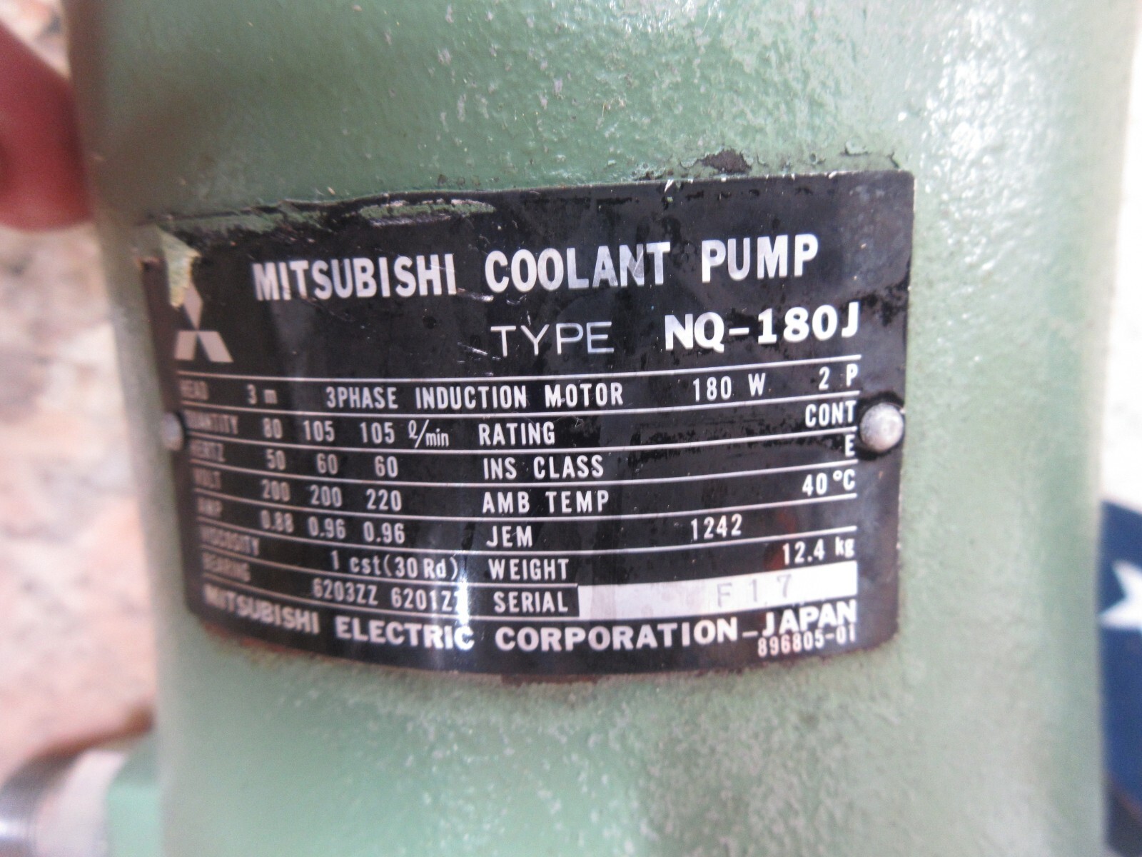 MITSUBISHI COOLANT PUMP NQ-180J 180W 2P