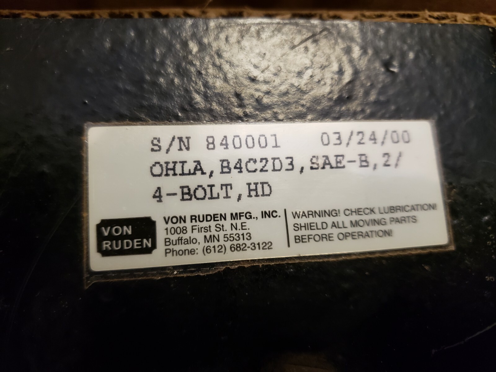VON RUDEN OHLA, B4C2D3, SAE-B, 2/4-BOLT, HD