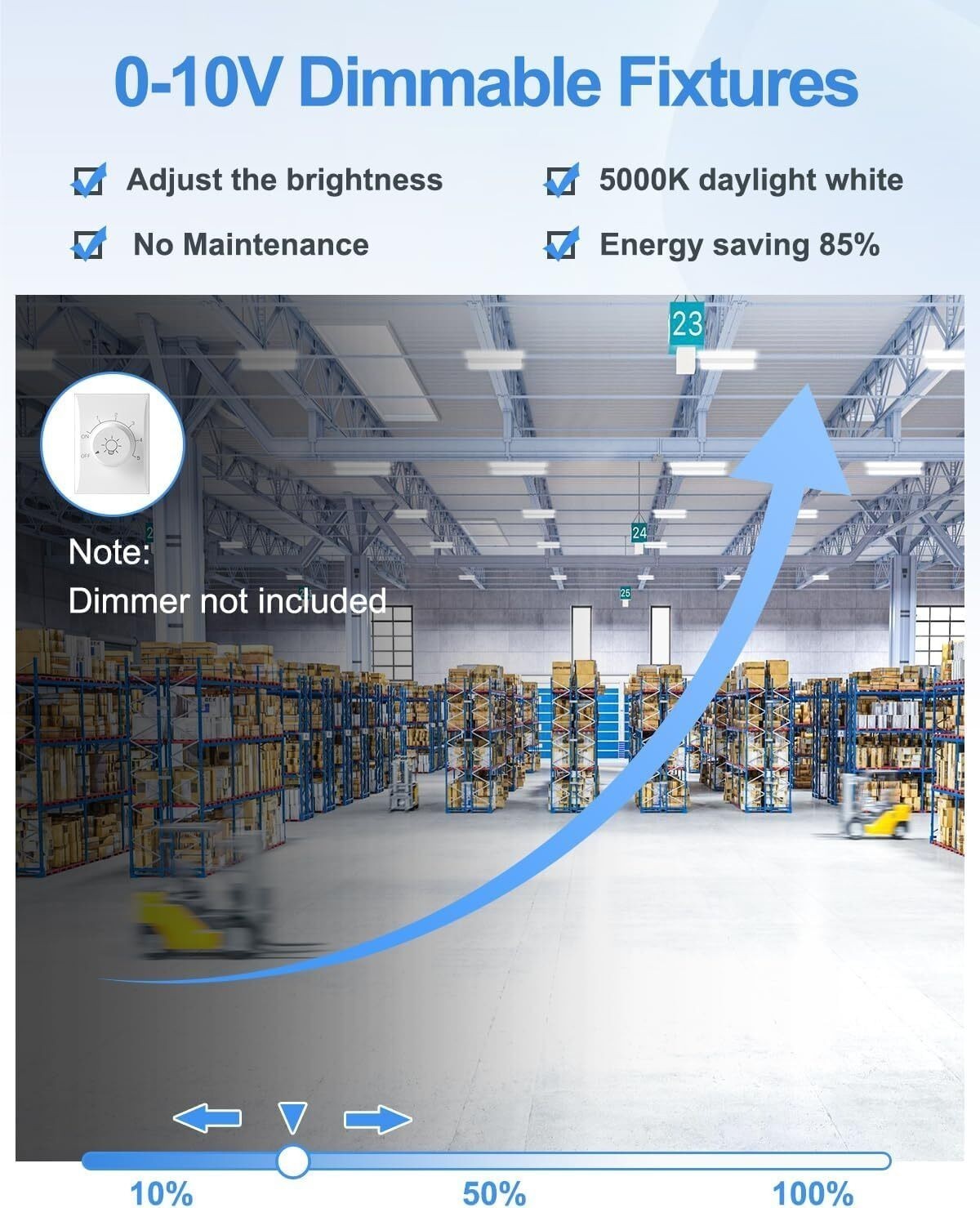 300W LED Linear High Bay Light Commercial Warehouse Shop Light Fixture 45,000lm