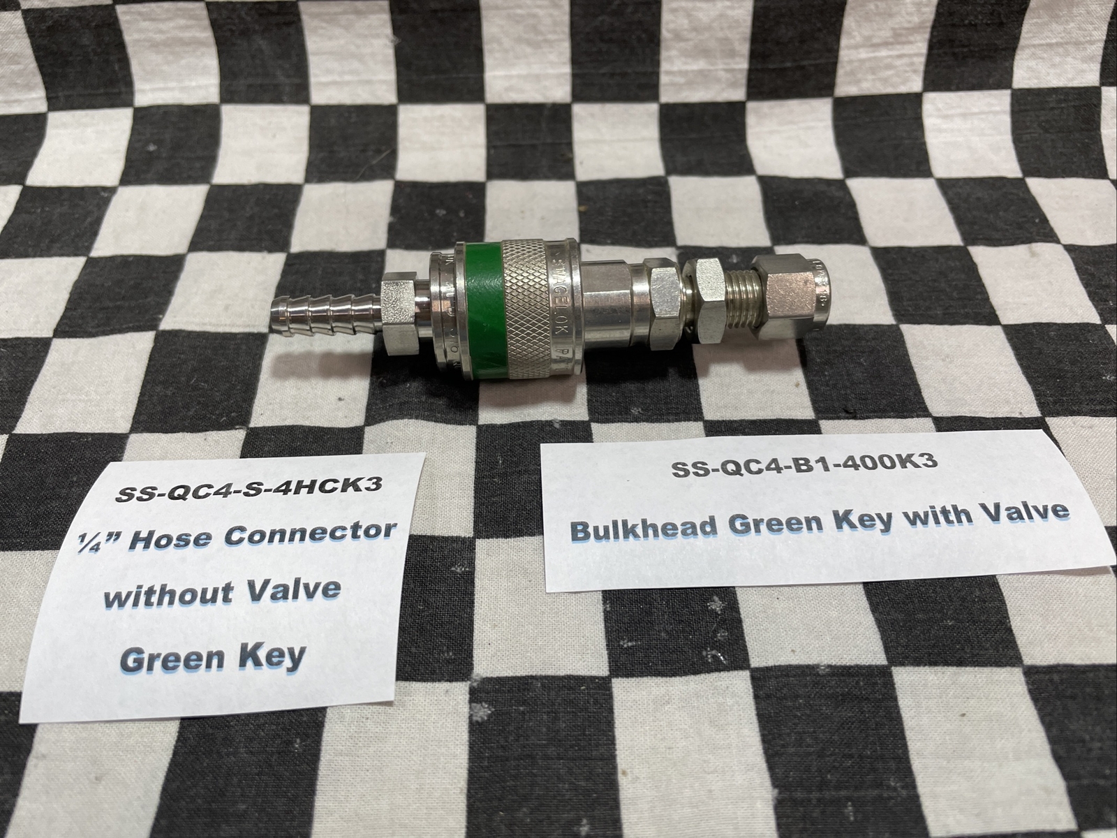 SWAGELOK Quick Connect 1/4″ Bulkhead, SS-QC4-B1-400K3 & SS-QC4-S-4HCK3#N25A