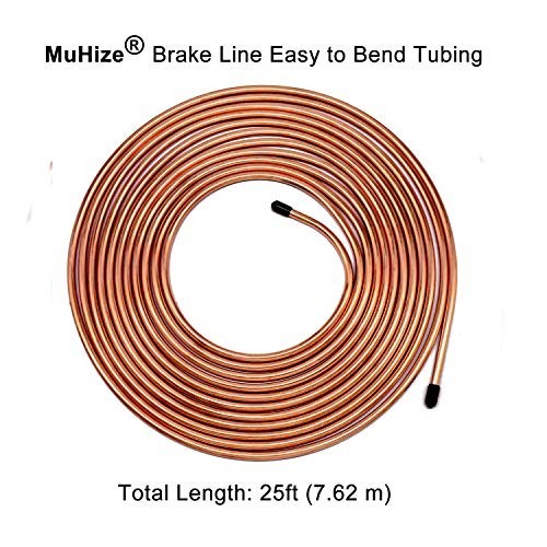 MuHize Upgraded Brake Line Tubing Kit – 25 Ft. of 3/16 Copper Coated Flexible Tu
