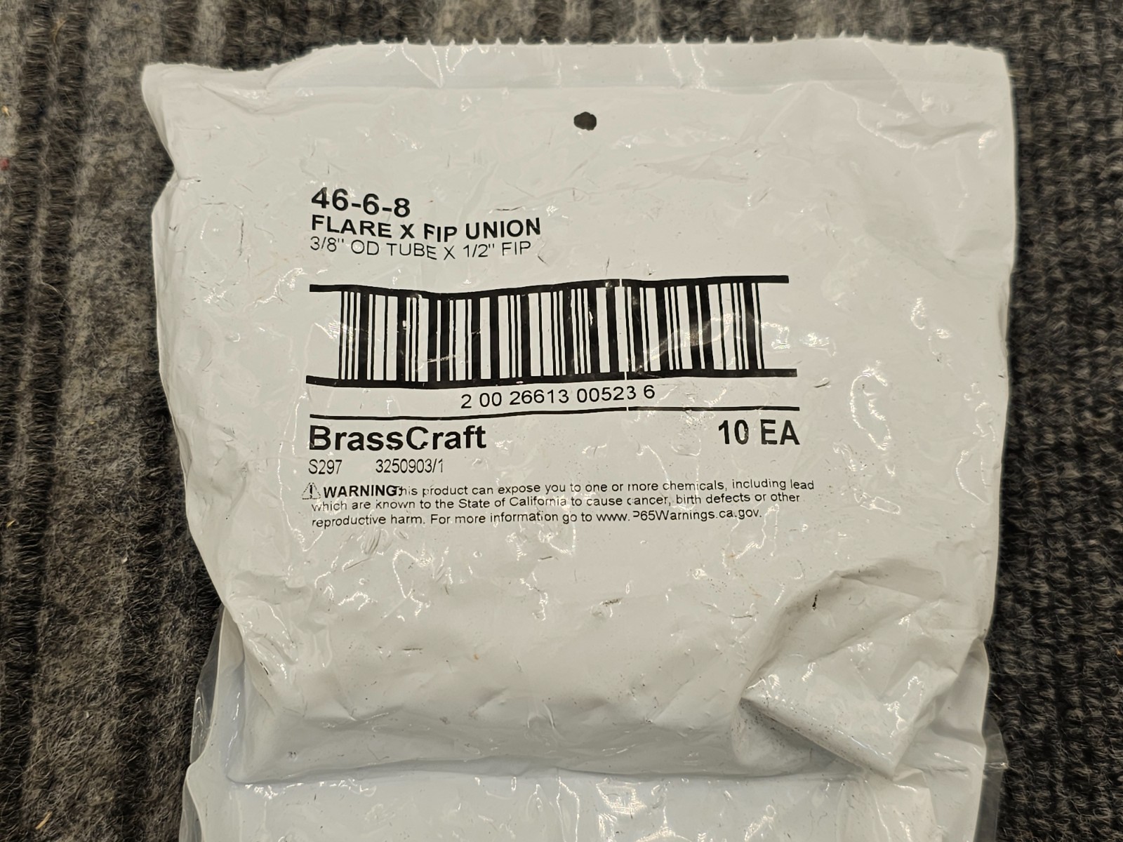 (QTY 10) BrassCraft 46-6-8 46 Series Reducing Adapter 3/8 x 1/2 in, Flare x FNPT