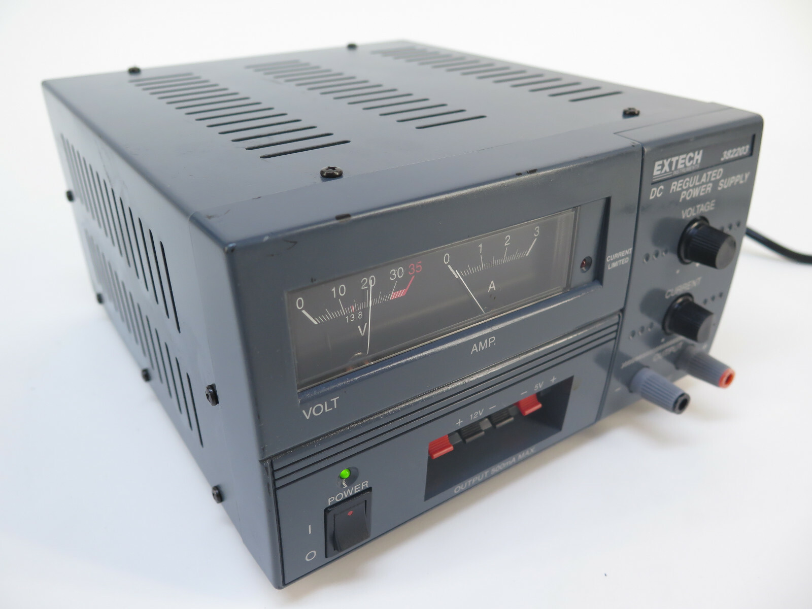 Extech 382203 DC Power Supply – 0-30VDC, 3A Triple Outlet Analog Power Supply
