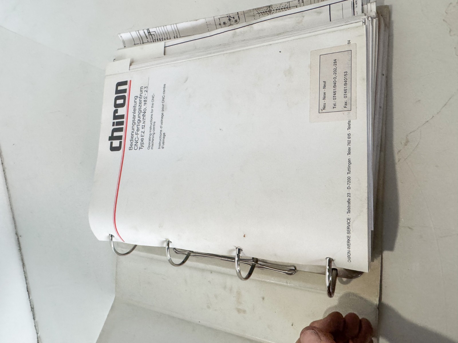 CHIRON FZ12-WM NO. 485-23 INSTRUCTION MANUAL CNC (EL25)