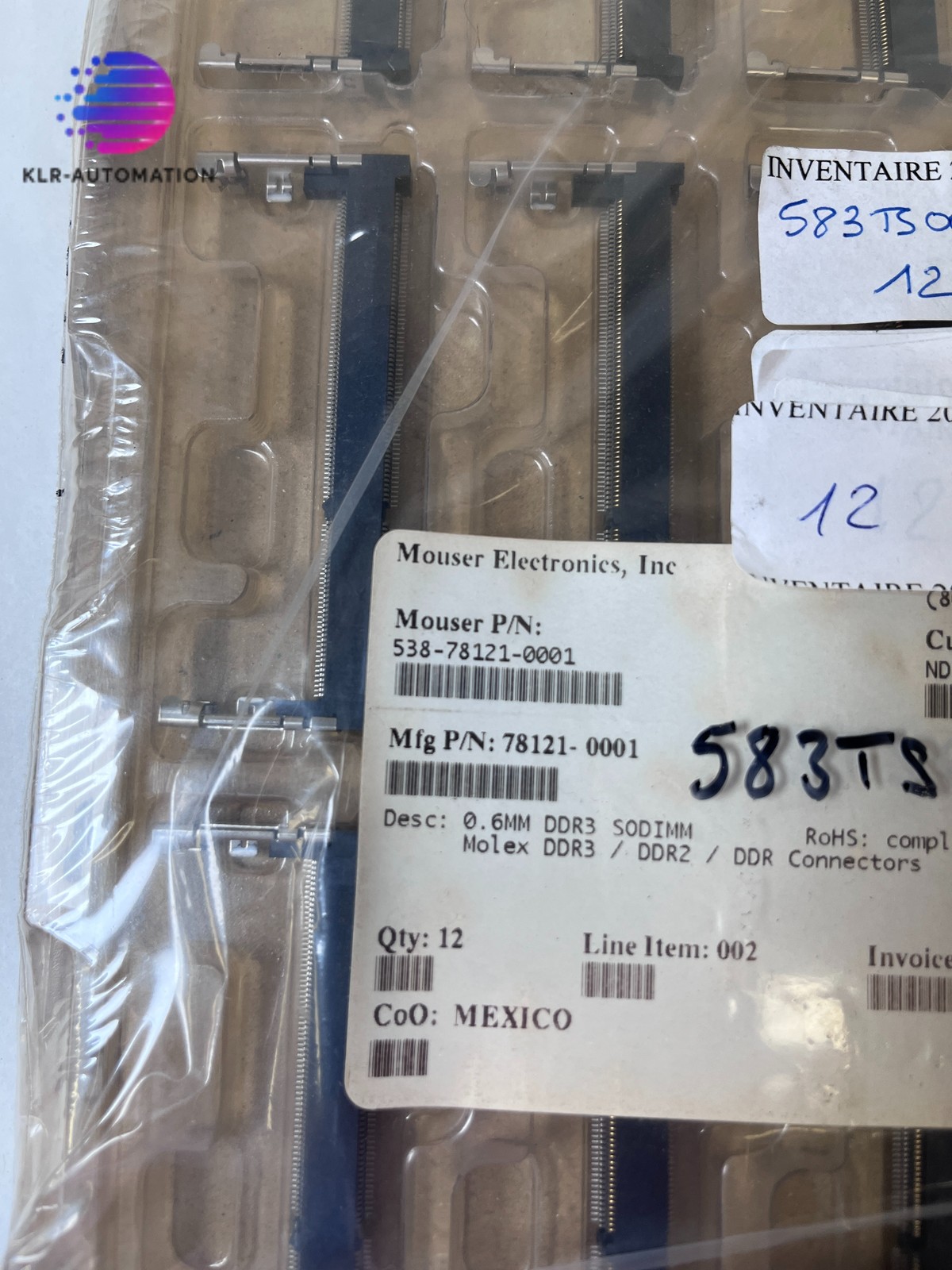 12X Molex 78121-0001 Connector DDR3 SODIMM 0.6Mm Memory RAM Slot Laptop New