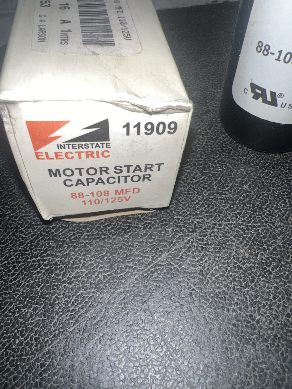 INTERSTATE 11909 MOTOR START CAPACITOR 88-108 MFD 110/125V