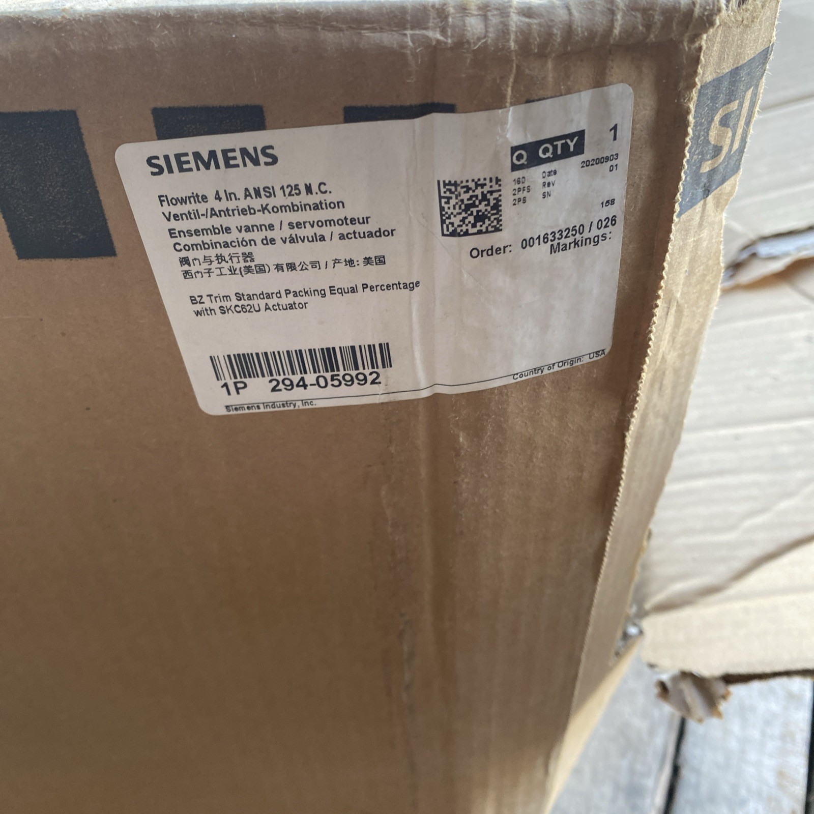 🔥 NEW SIEMENS 24 VAC ACTUATOR W/ FLOWRITE 4″ VALVE SKC62U / 294-05992