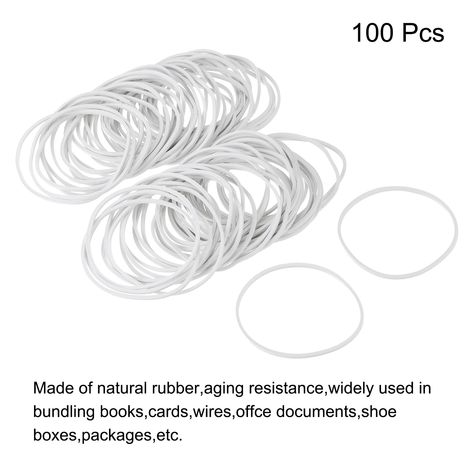100 Pack Rubber Band Stretchable Elastic Band White 50mm x 1.4mm Rubber Bands