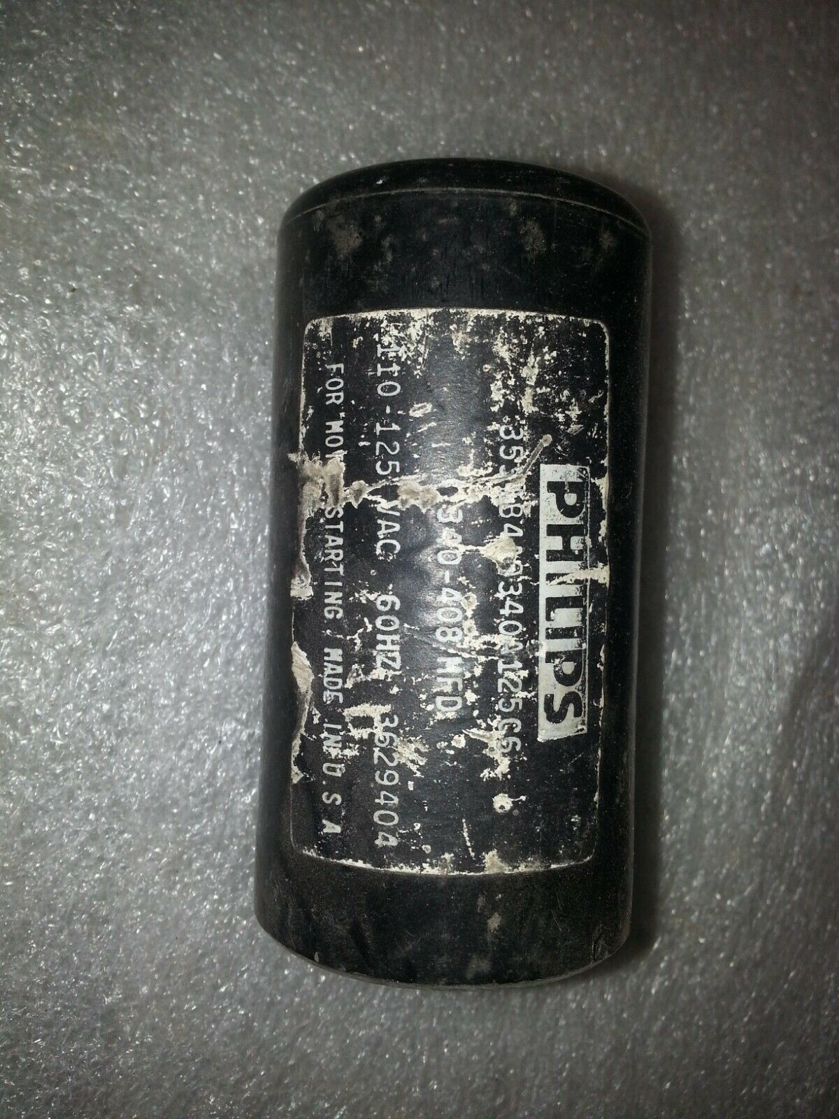 Philips 3629404 Motor Start Capacitor 340-408 MFD 110-125VAC 60Hz Electrical