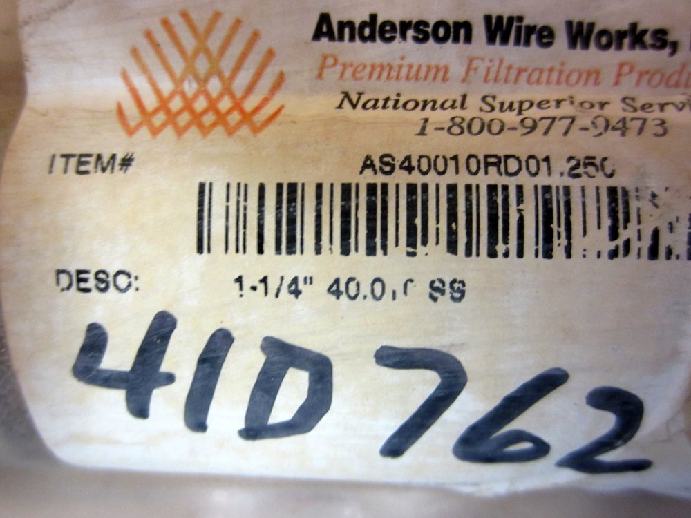 Anderson Wire Works AS40010RD01.250 1-1/4″ 40.0.0 SS Screen (Pack of 100)