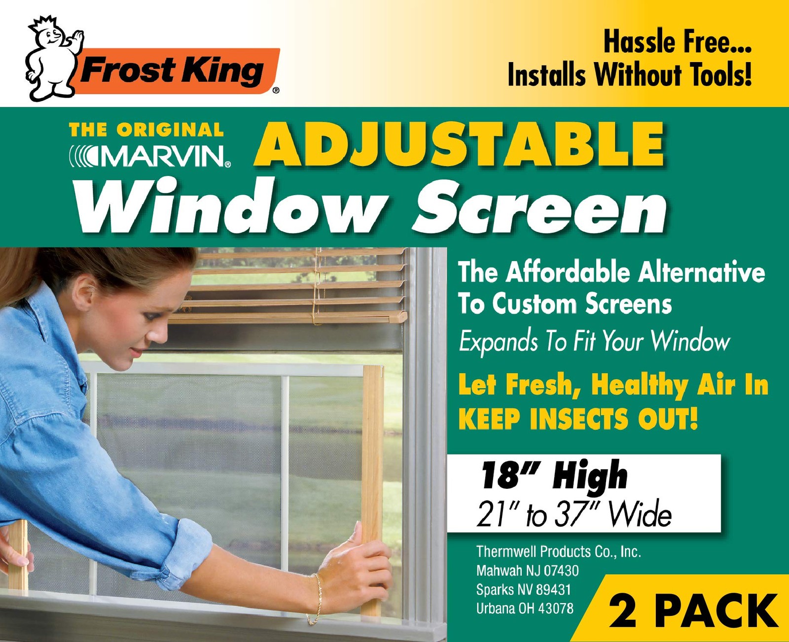 Frost King 2AWS1837 WB Marvin 18in High x Fits 21-37in Wide (2 Pack), Natural