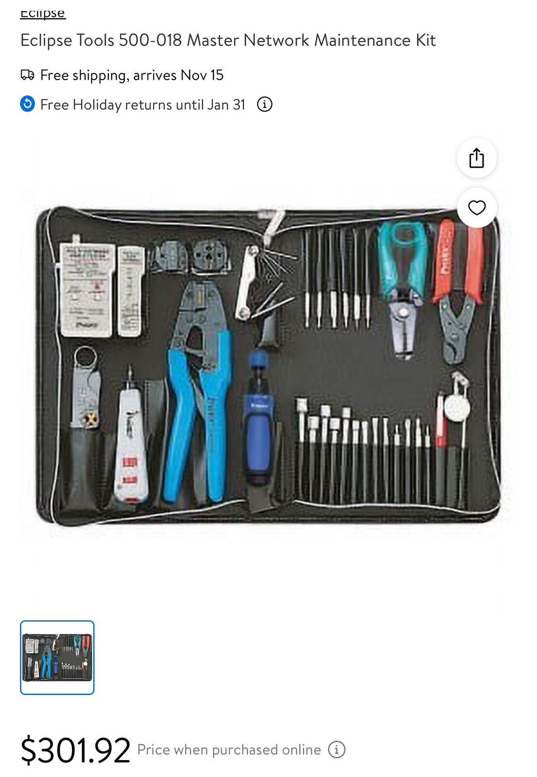 Eclipse Tools Master Network Maintenance/Installation Kit Model 500-018