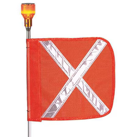 Checkers Fs3xl-O Warning Whip With Reflective X Flag, White Whip, Orange Flag