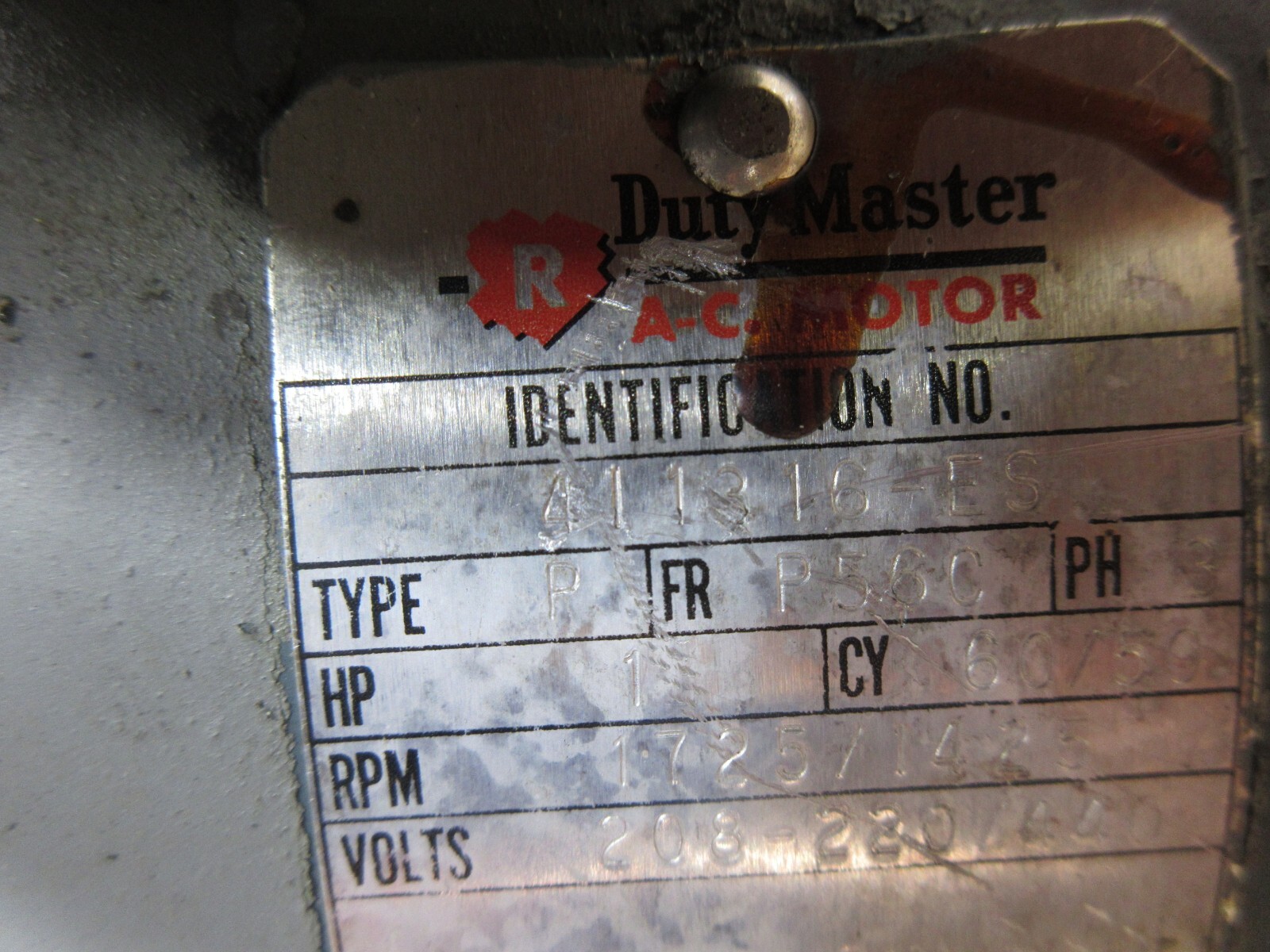 DUTY MASTER AC OIL MOTOR 411316 4I1316-ES TYPE P FR P56C BARNES PUMP 3213 5010