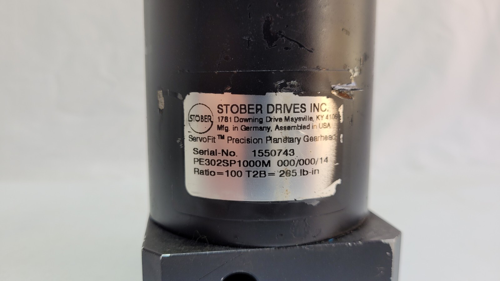 Stober PE302SP1000M Precision Planetary Gearhead, Ratio 100:1 T2B = 265lb-inch