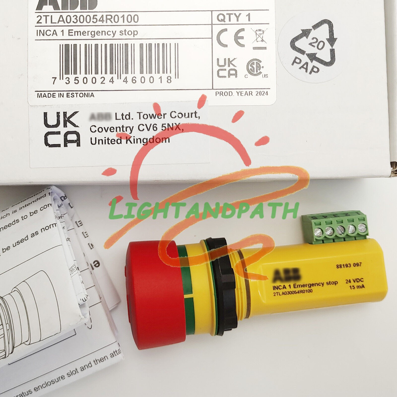 1Pcs New ABB INCA 1 2TLA030054R0100 Emergency Stop Button Free delivery