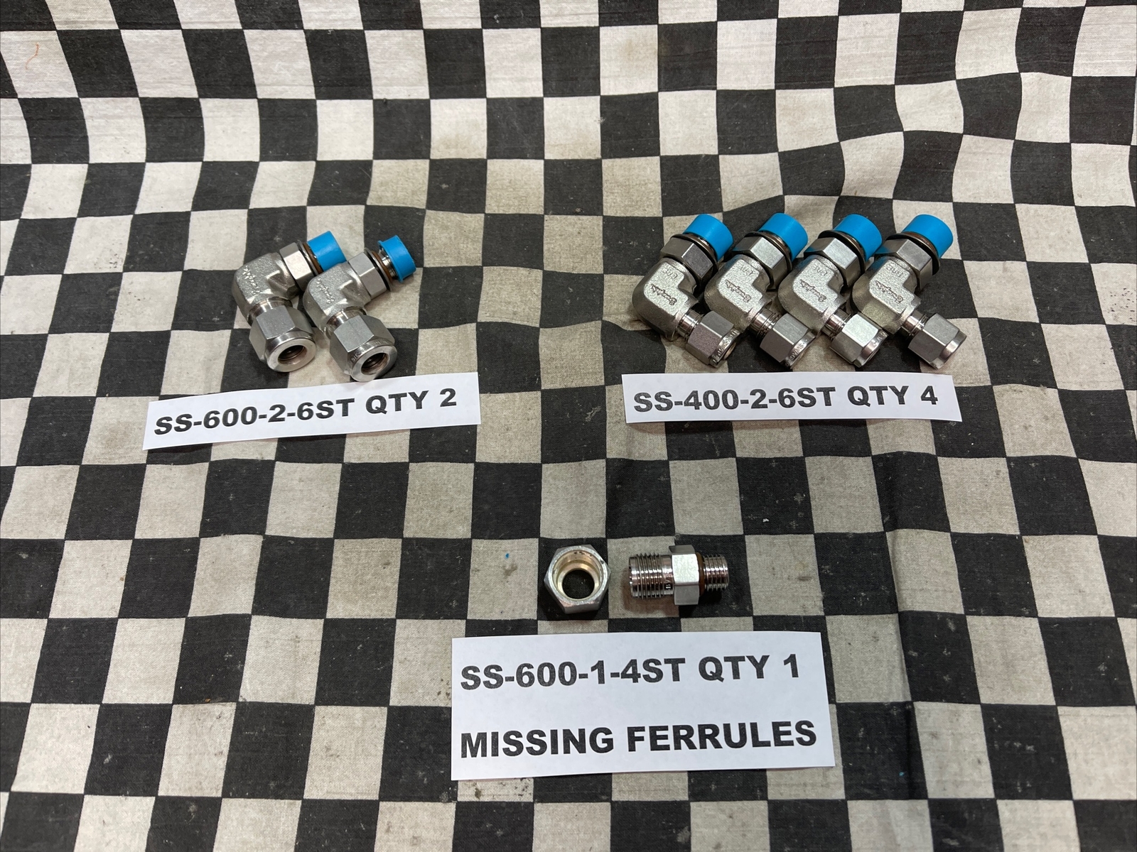 SWAGELOK SS-600-2-6ST, SS-400-2-6ST, SS-600-1-4ST, LOT OF 7, SHIPSAMEDAY#E73