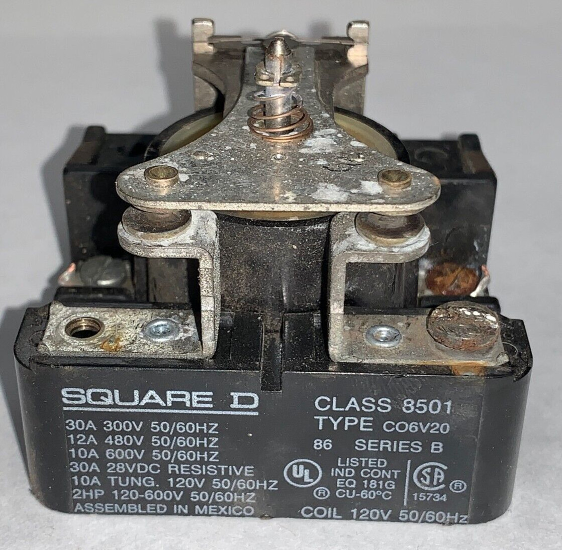 SQUARE D RELAY 8501CO6V20 SERIES B 2NO- 2NC 120VAC COIL 30 AMP 2 POLE