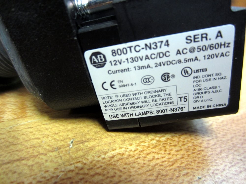 Allen Bradley 800T-QH2G Pilot Light 800TQH2G W/800TC-N374