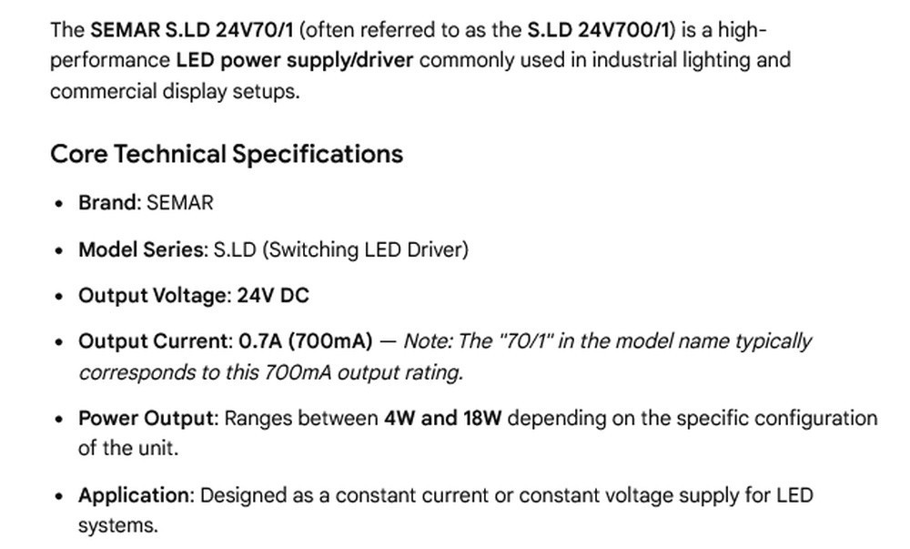7 NEW SEMAR S.LD 24V70/1 4-18W LED POWER SUPPLIES NNB ***MAKE OFFER***