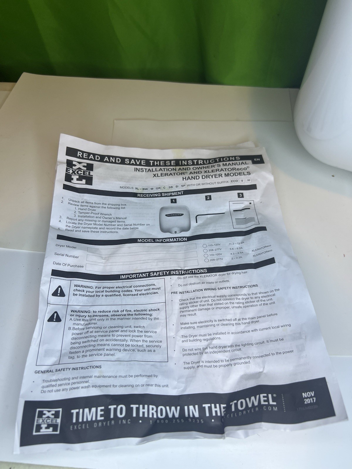 Excel Dryer Xl-Bw-Eco-110-120V Xlerator Eco Automatic Hand Dryer, New Open Box