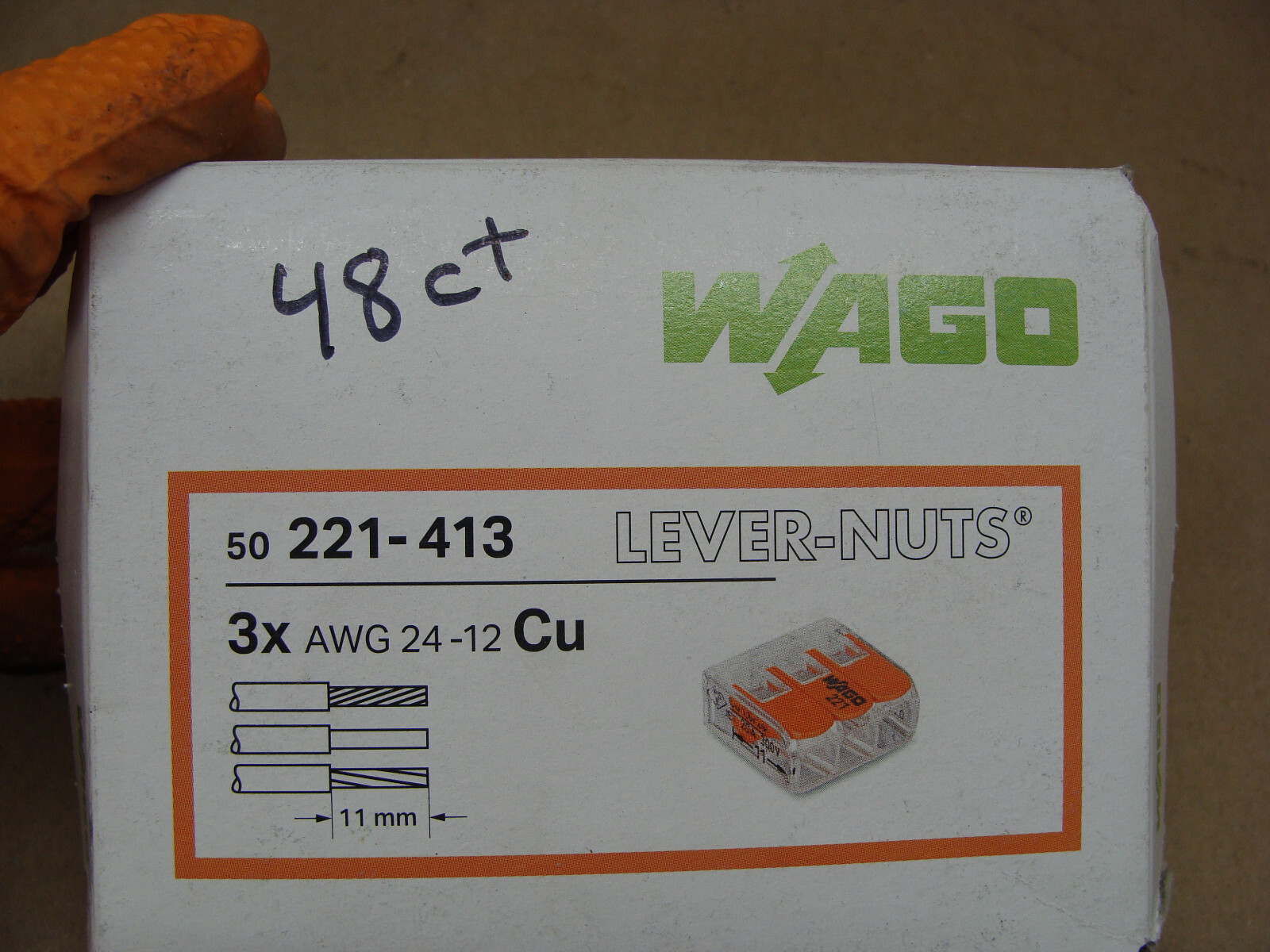 WAGO 212-413 LEVER NUTS 3X AWG 24-12 Cu LOT OF 48