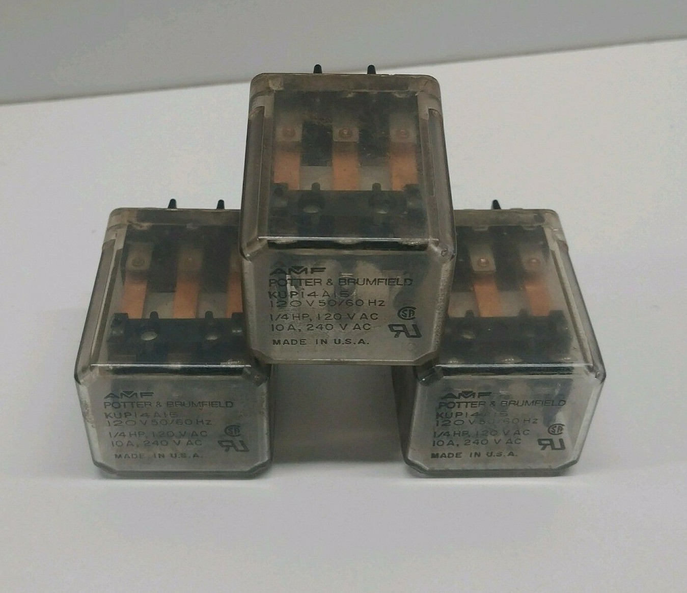 LOT OF (3) GUARANTEED! GOOD POTTER-BRUMFIELD 3PDT 120V 11 BLADE RELAYS KUP14A15