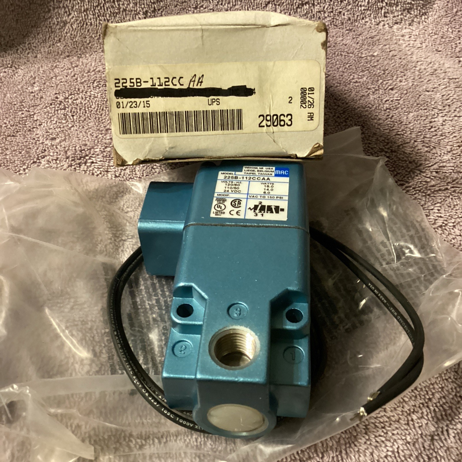 MAC VALVE…225B-112CC AA…SOLENOID VALVE….NEW