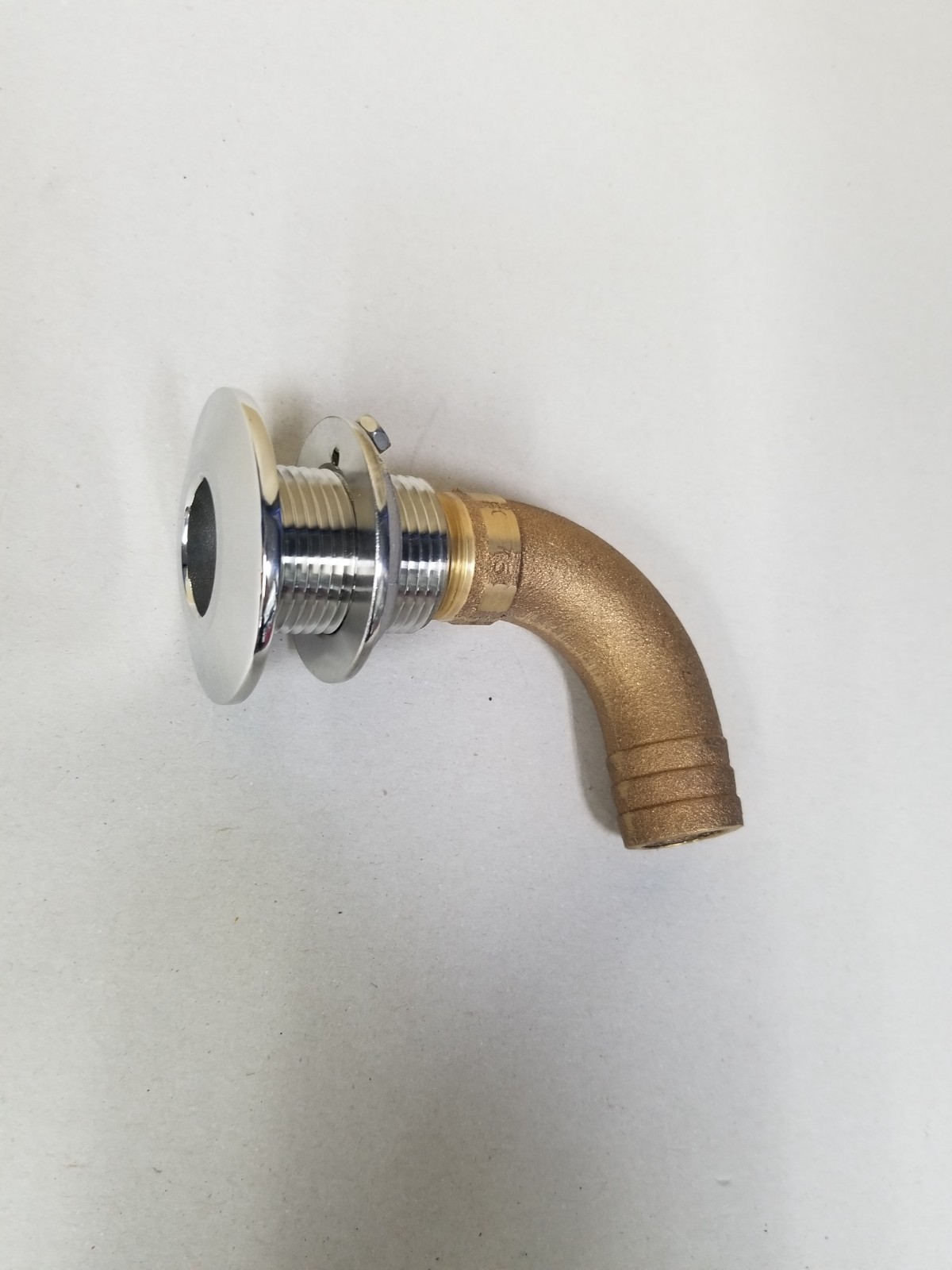GROCO HTHC-1000-S,316 SS Thru-Hull and Thru-Wall-Fitting, 90 Degrees, 1” ID Hose