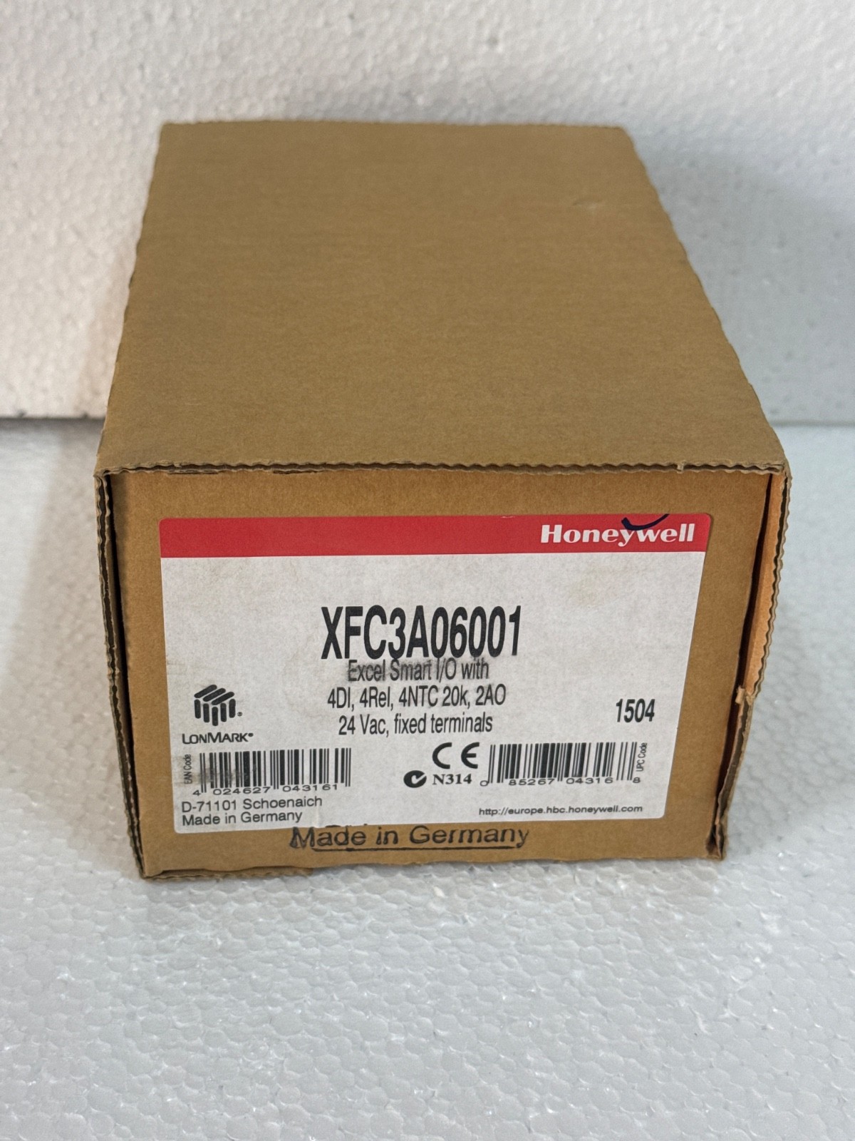 HONEYWELL XFC3A06001 EXCEL SMART I/O WITH 4DI,4Rel,4NTC 20k,2AO 24 Vac