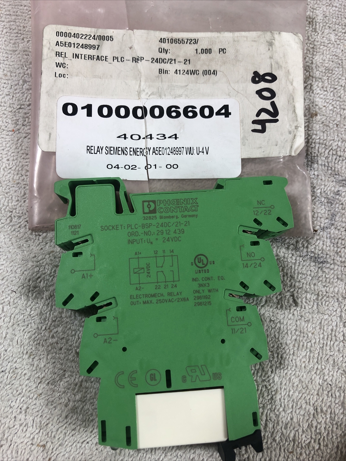 Phoenix PLC-BSP-24DC/21-21 2912439 Contact Block 24V & Relay 2961192 (4208)