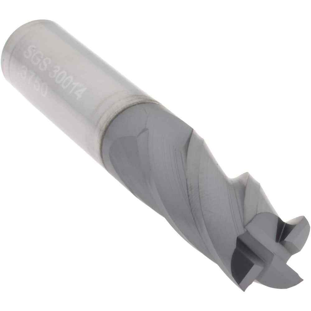 SGS 30014 Square End Mill: 3/8″ Dia, 1″ LOC, 3/8″ Shank, 2-1/2″ OAL, 4 Flutes