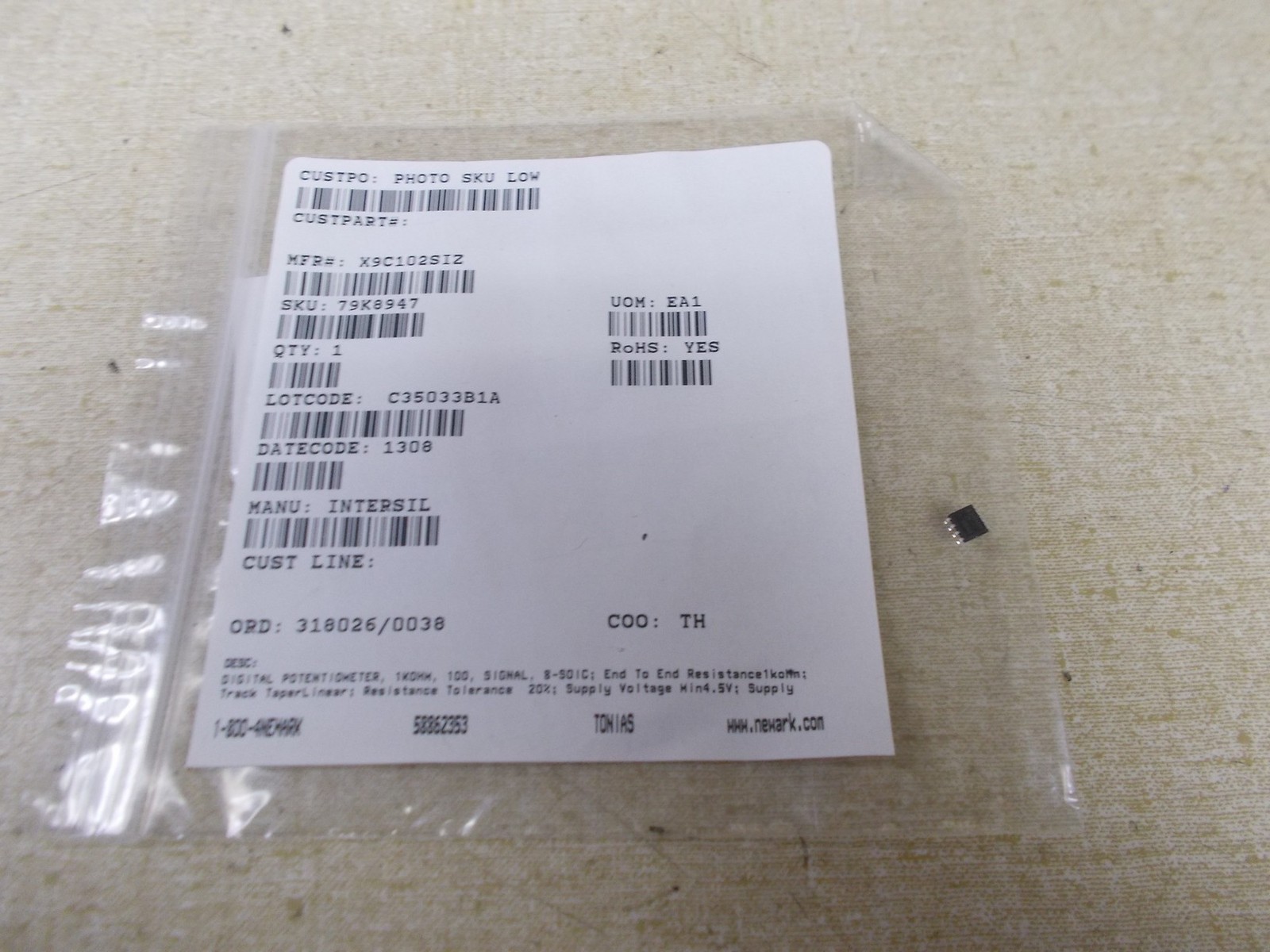 NEW Intersil X9C102SIZ Digital Potentiometer *FREE SHIPPING*