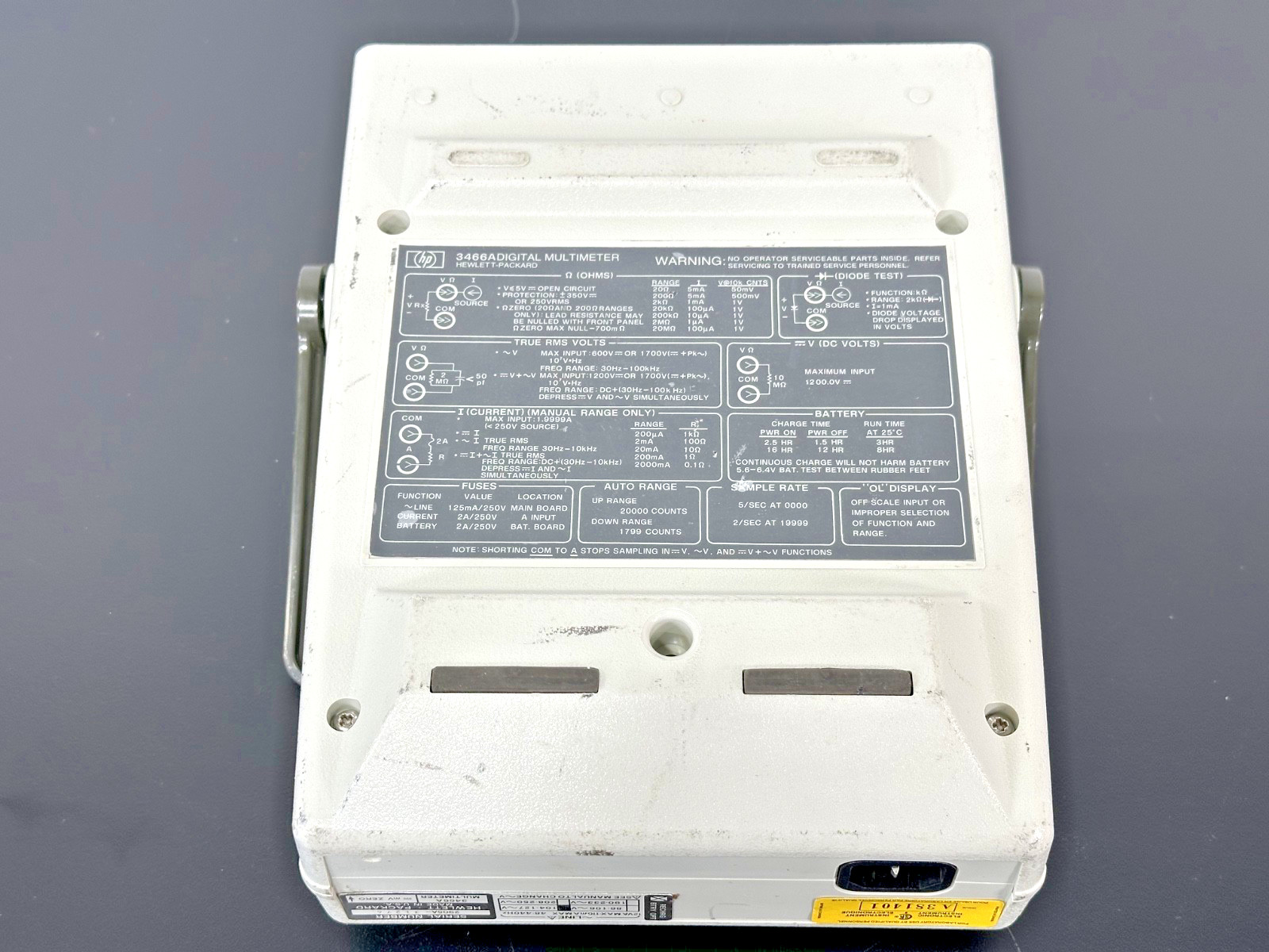 HP Hewlett Packard 3466A Digital Multimeter Bench Top Meter Used Powers On