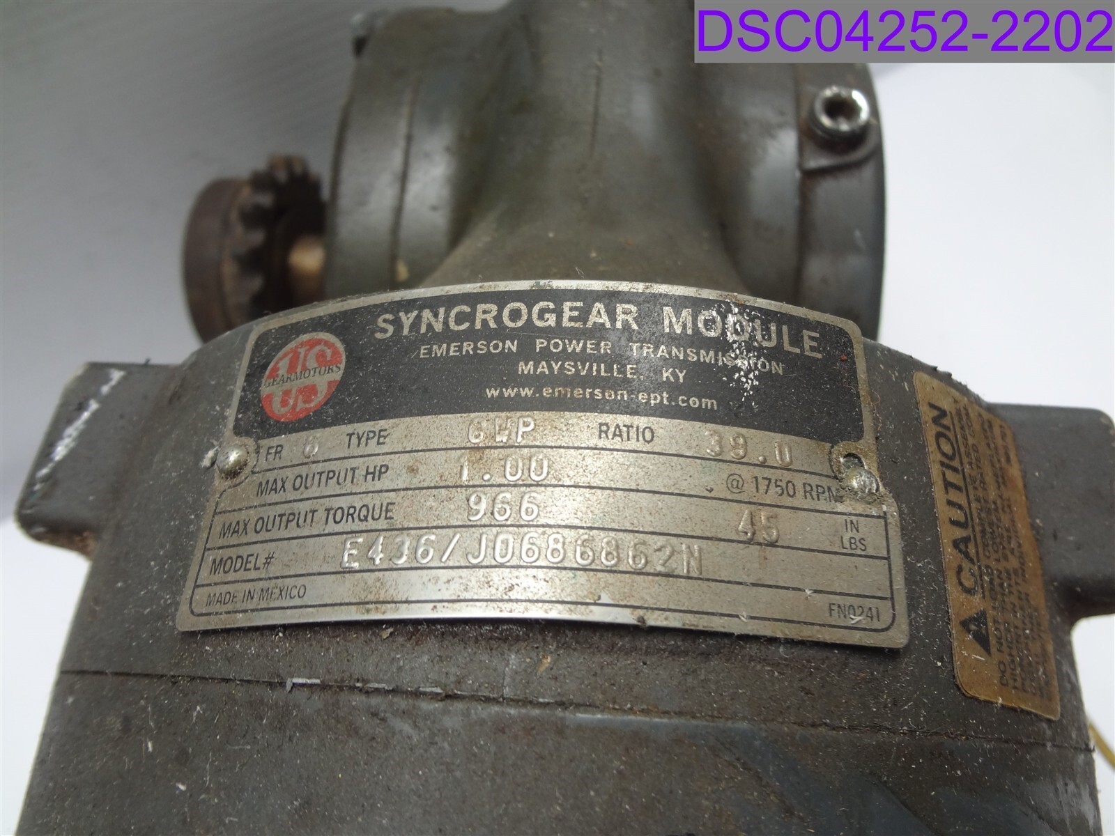 Used Emerson Syncrogear Module P/N E436/J06868562N S352