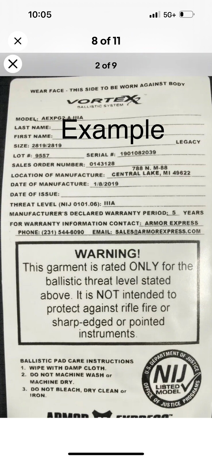 Safariland Body Armor Insert Plate Made With Kevlar Bulletproof Panel lllA 3A