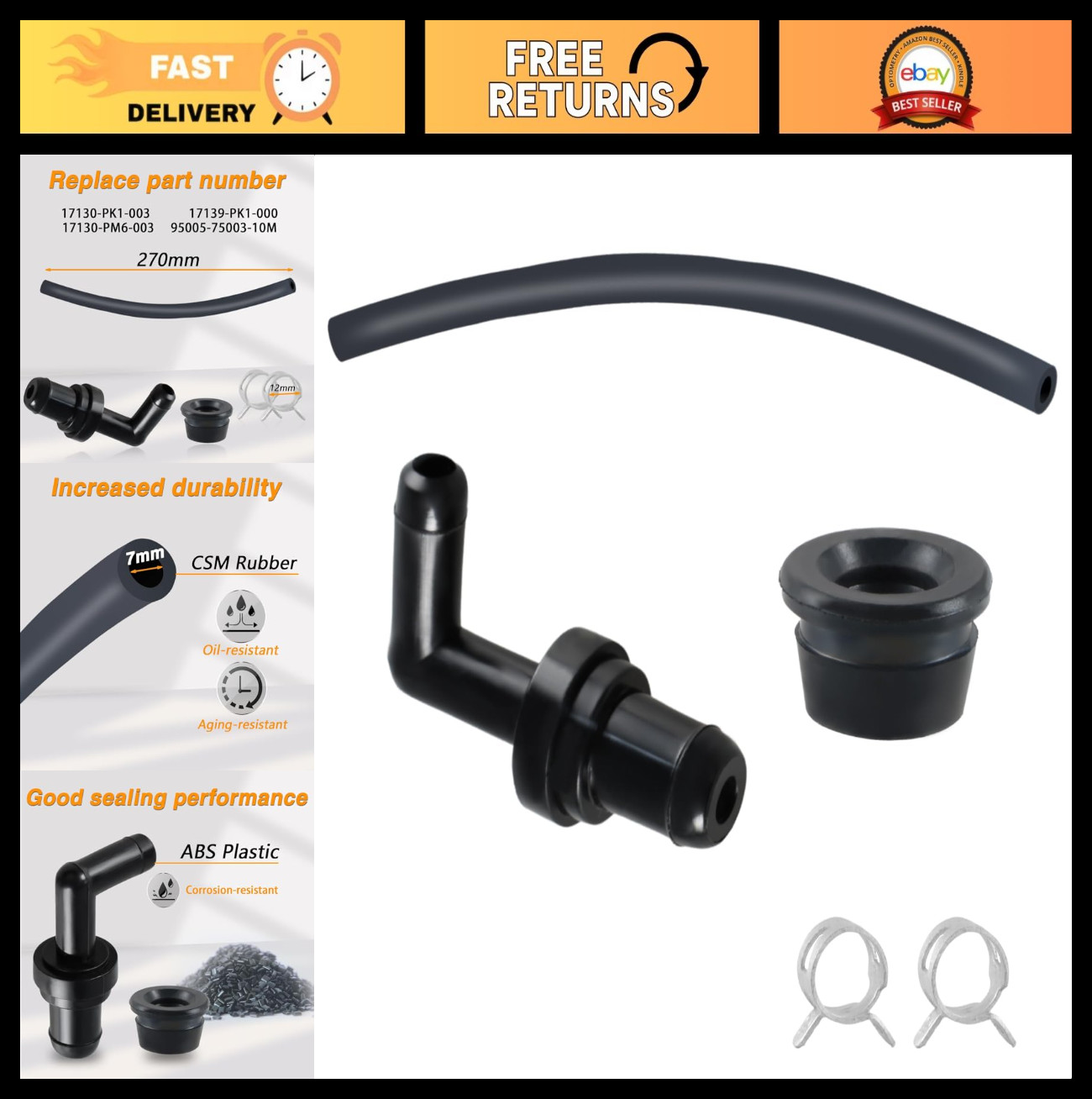 90° PCV Valve Kit with Grommet & Hose for Honda Acura Lexus Isuzu – Replace 1713