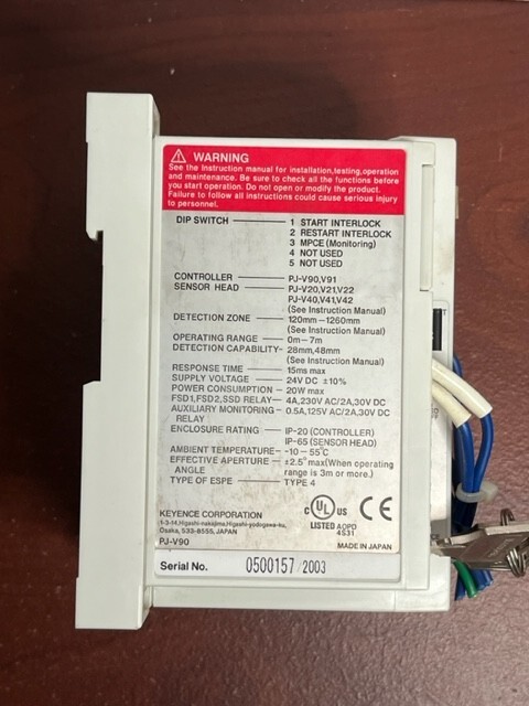KEYENCE PJ-V90 Light Curtain Controller Module W/ KEY