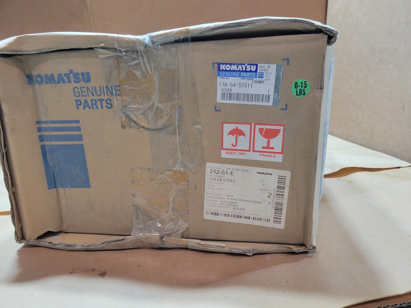 SURPLUS NEW KOMATSU 17A-54-51511 Cover – Heavy Machinery
