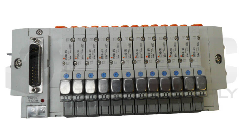 NEW SMC SS5Y3-45FU-12B-N3 MANIFOLD BASE W/ (12) SY3140-5FU SOLENOID VALVE