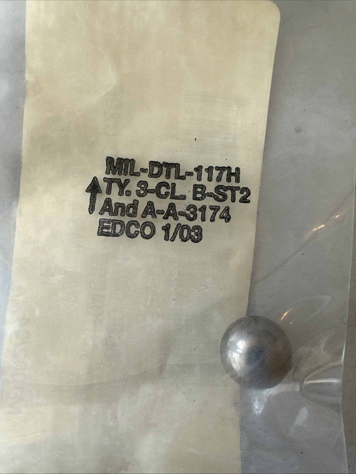 Edco MIL-DTL-117H TY. 3-CL B-ST2 And A-A-3174 Check Ball JMS-4723