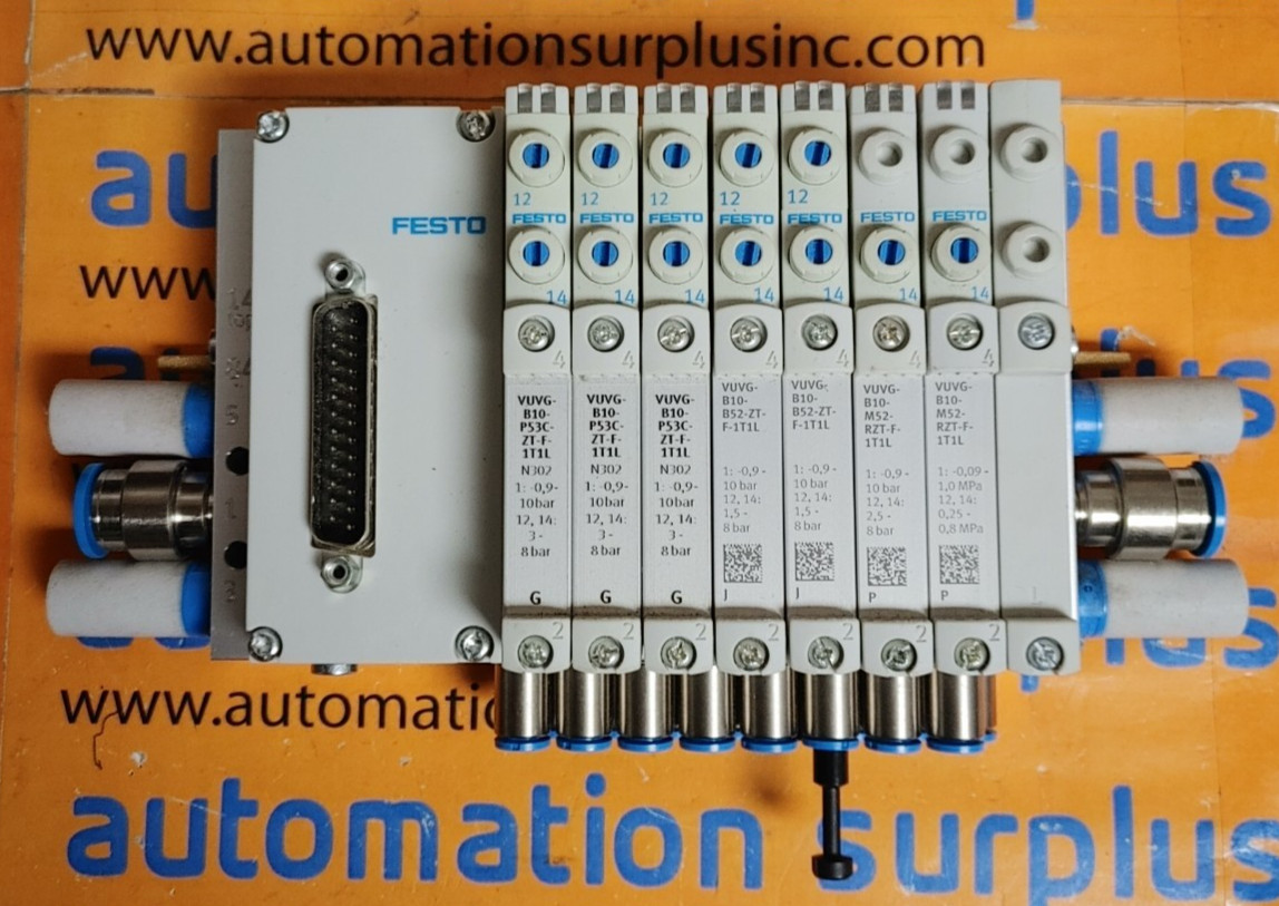 FESTO VTUG-10-MSDR-B1T-25V20-Q10-U-QH6S-3GJJPLL 8-SLOT MANIFOLD QUANTITY!! WOW!!