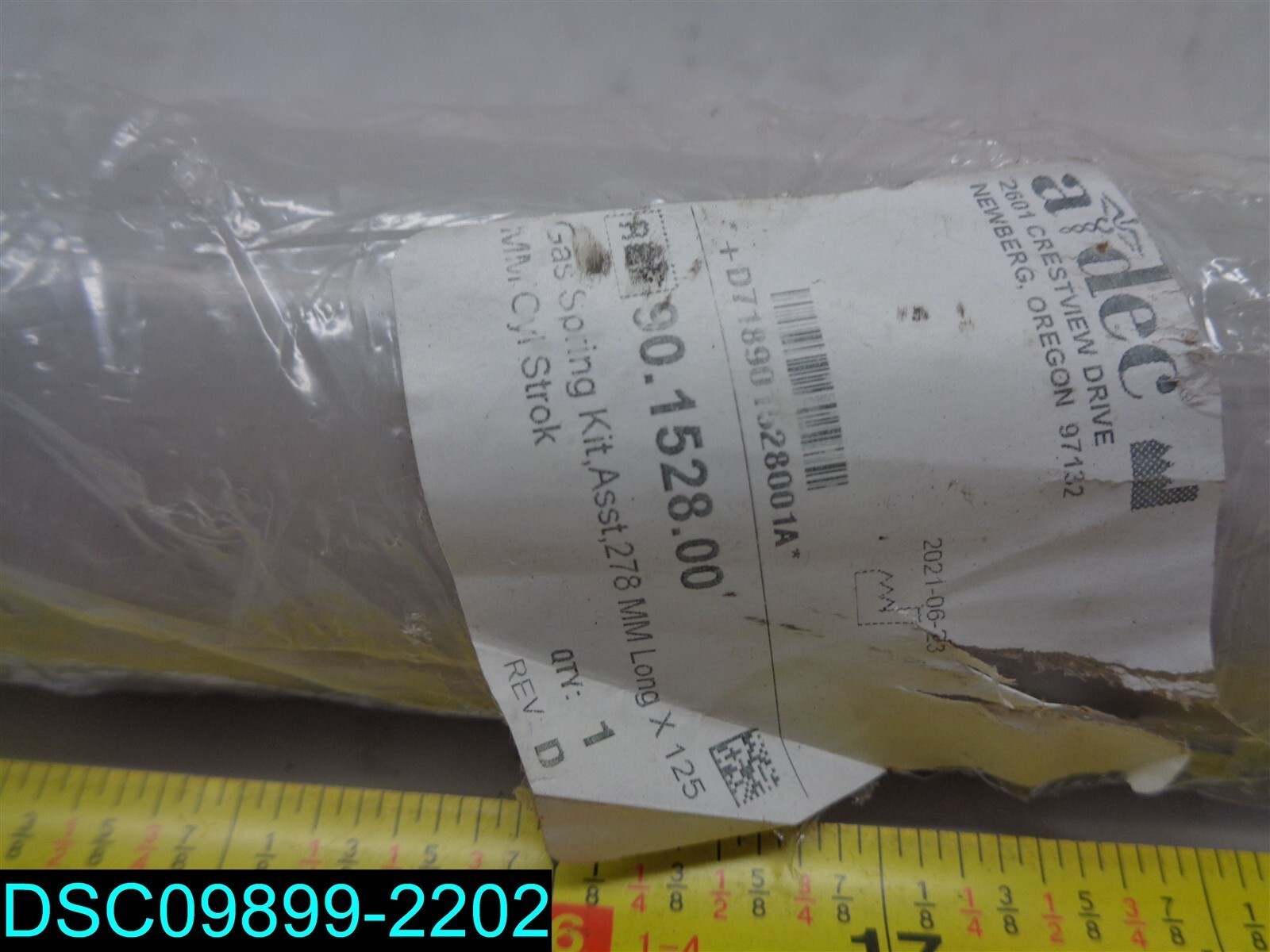 Gas Spring Kit Asst 278 mm long x 125 mm cyl strok
